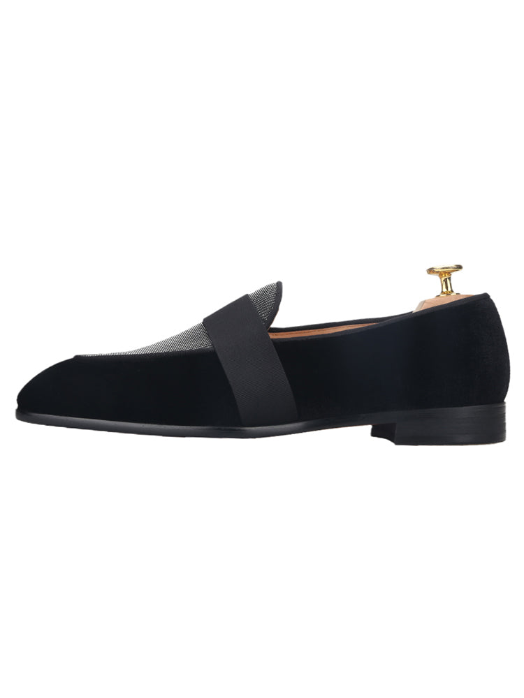 Pilgida Italian Design Handmade Ribbon Men's Loafers Shoes Patchwork Style Velvet Moccasins