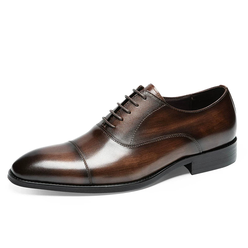 Men's Genuine Leather Oxford Shoes, Pointed Toe, British Style