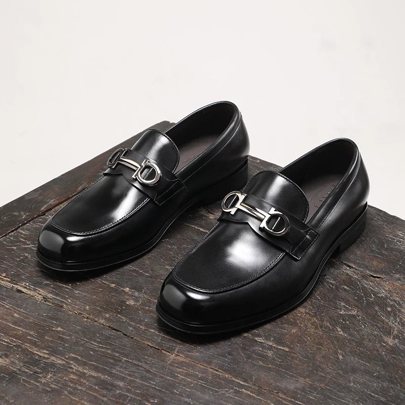 Men's Genuine Leather Loafers, Slip-On, British Style
