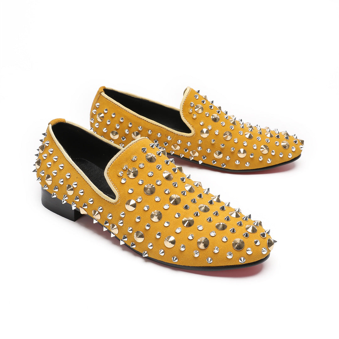 Men's Leather Casual Shoes – Rhinestone Detail, Business