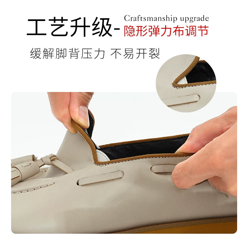 Men's Genuine Leather Loafers, Breathable, Slip-On