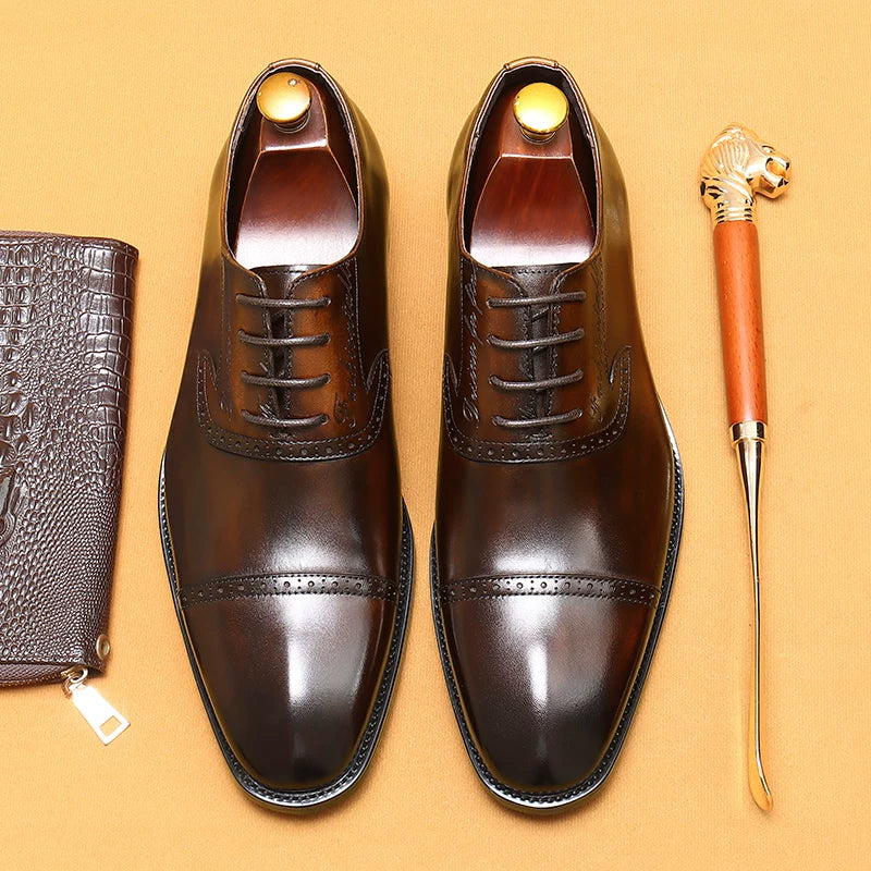 Men's Genuine Leather Oxford Shoes, British Style, Business