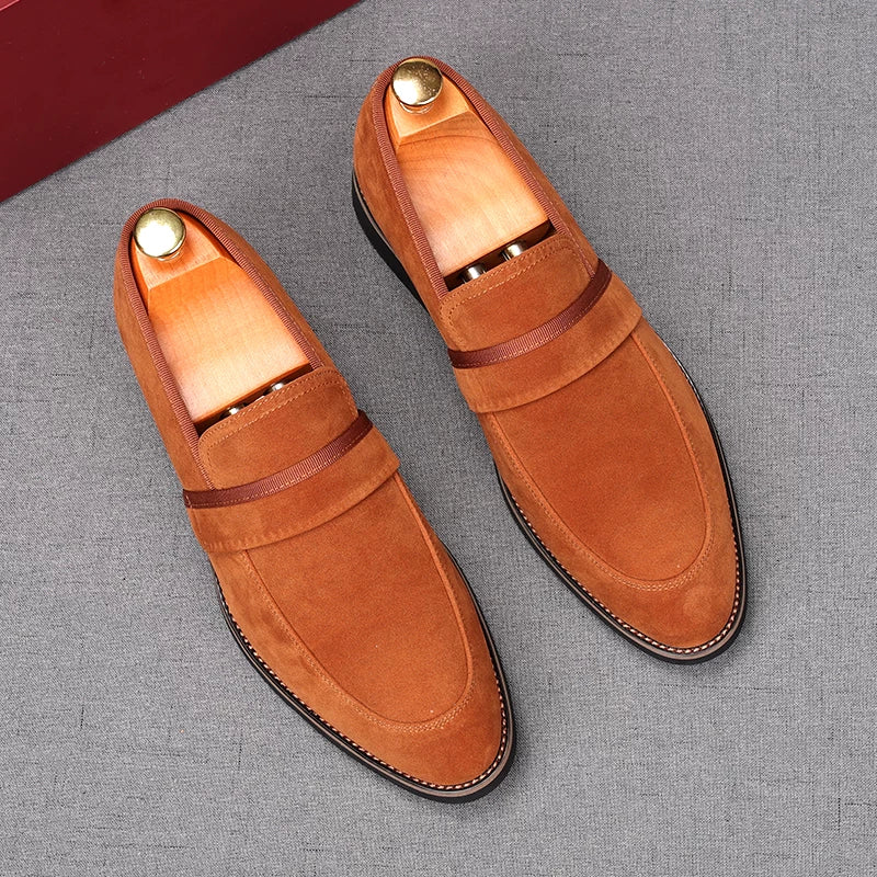 Men's Suede Loafers, Height Increasing, Pointed Toe