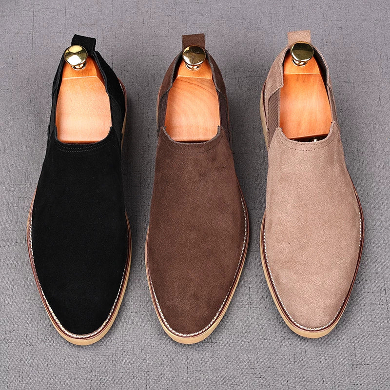 Men's Genuine Leather Chelsea Boots, Height Increasing, Slip-On