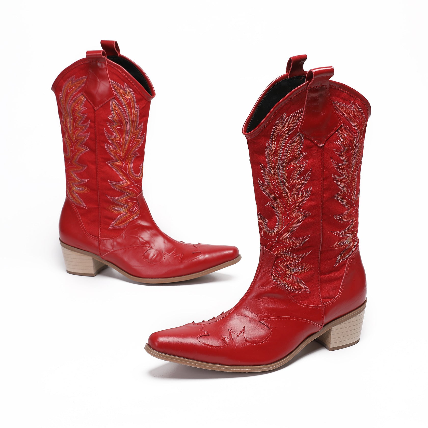 Men's Red Leather Chelsea Boots – Pointed Toe, Business – Style 21