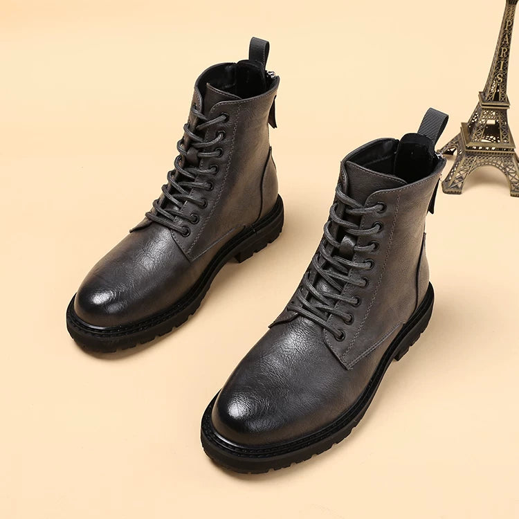 Men's Martin Boots, Height Increasing, Round Toe