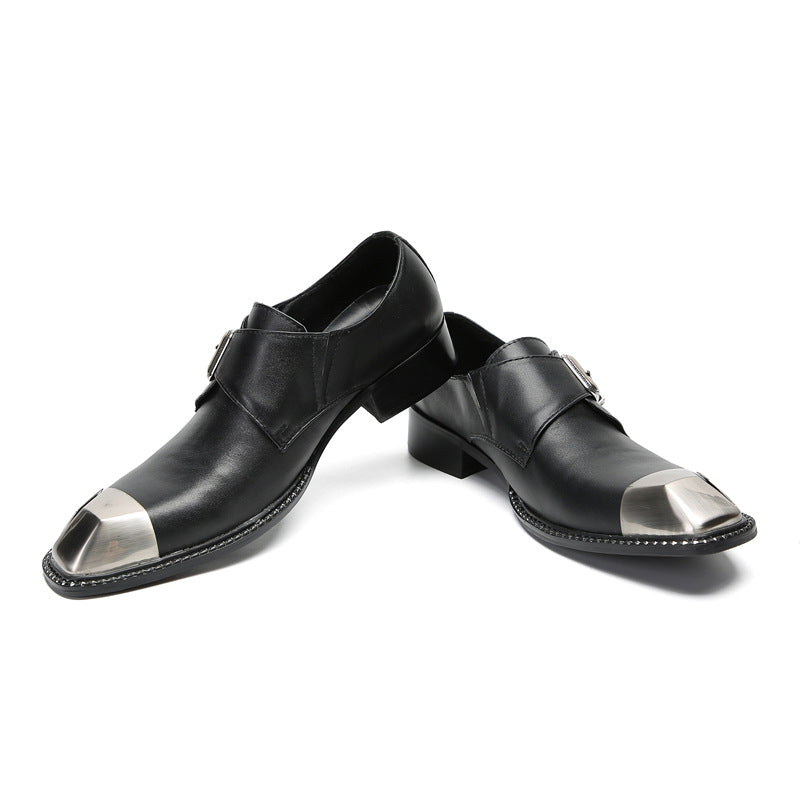 British three-joint leather shoes men's business formal cowhide breathable square-toe suit shoes men's handmade wedding shoes Derby shoes