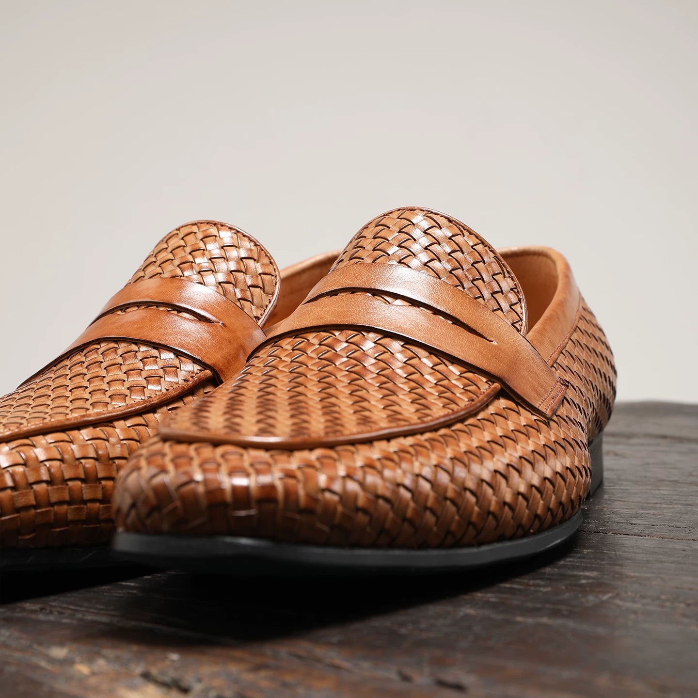 Men's Genuine Leather Loafers, Breathable, Square Toe