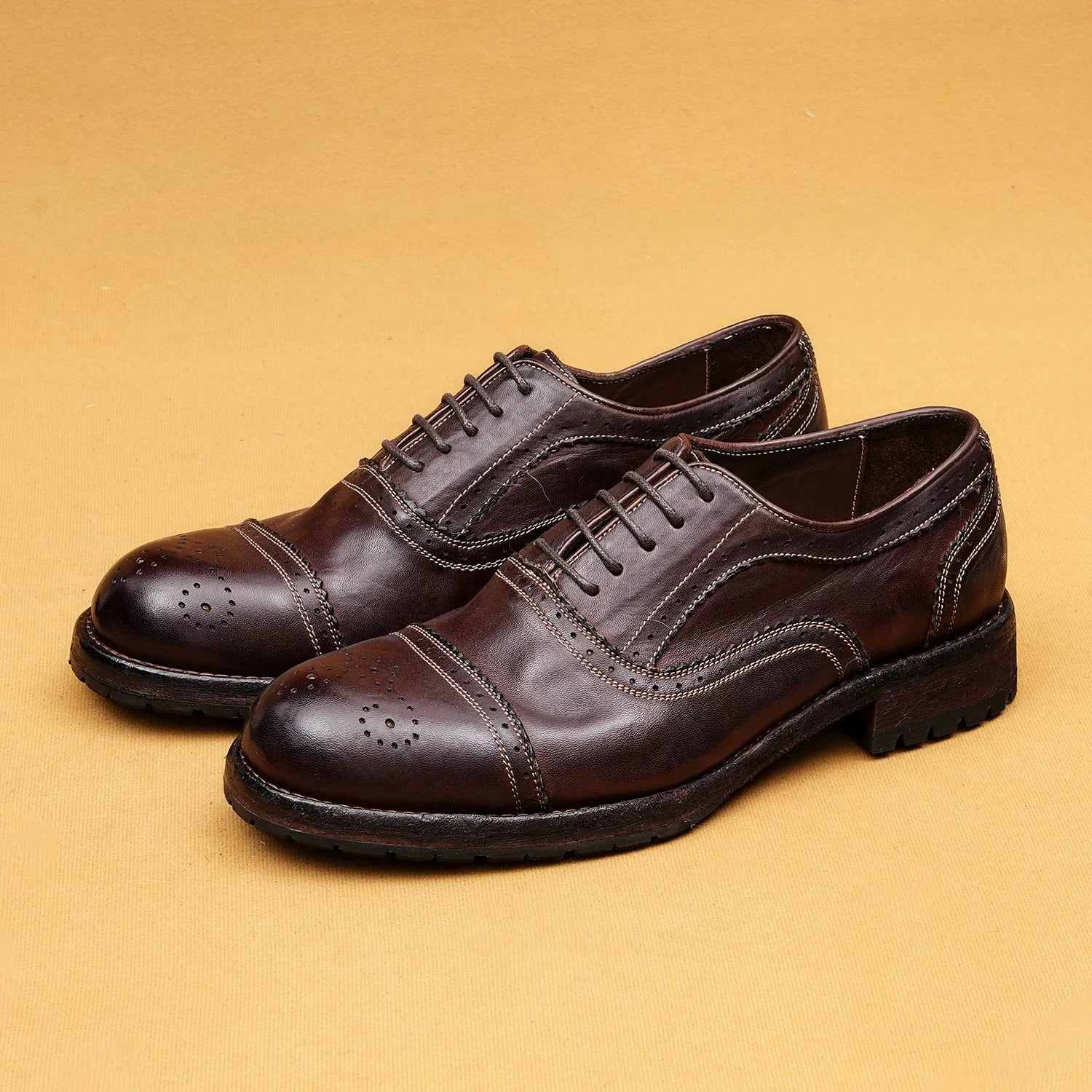 Men's Genuine Leather Oxford Shoes, Handmade, Business