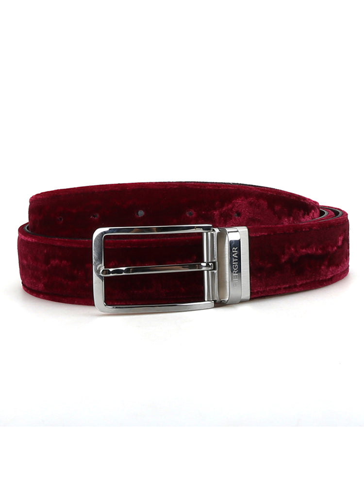 European and American style burgundy burgundy velvet glossy belt gold silver stainless steel pin buckle belt cowhide lining