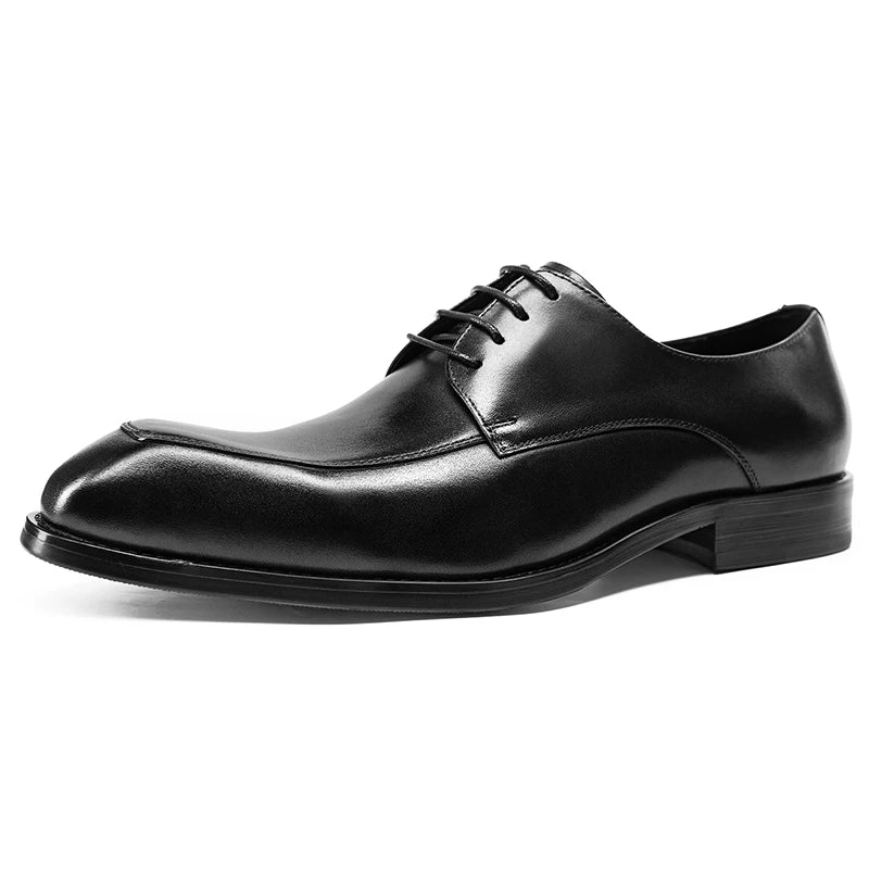 Men's Genuine Leather Derby Shoes, Handmade, Pointed Toe