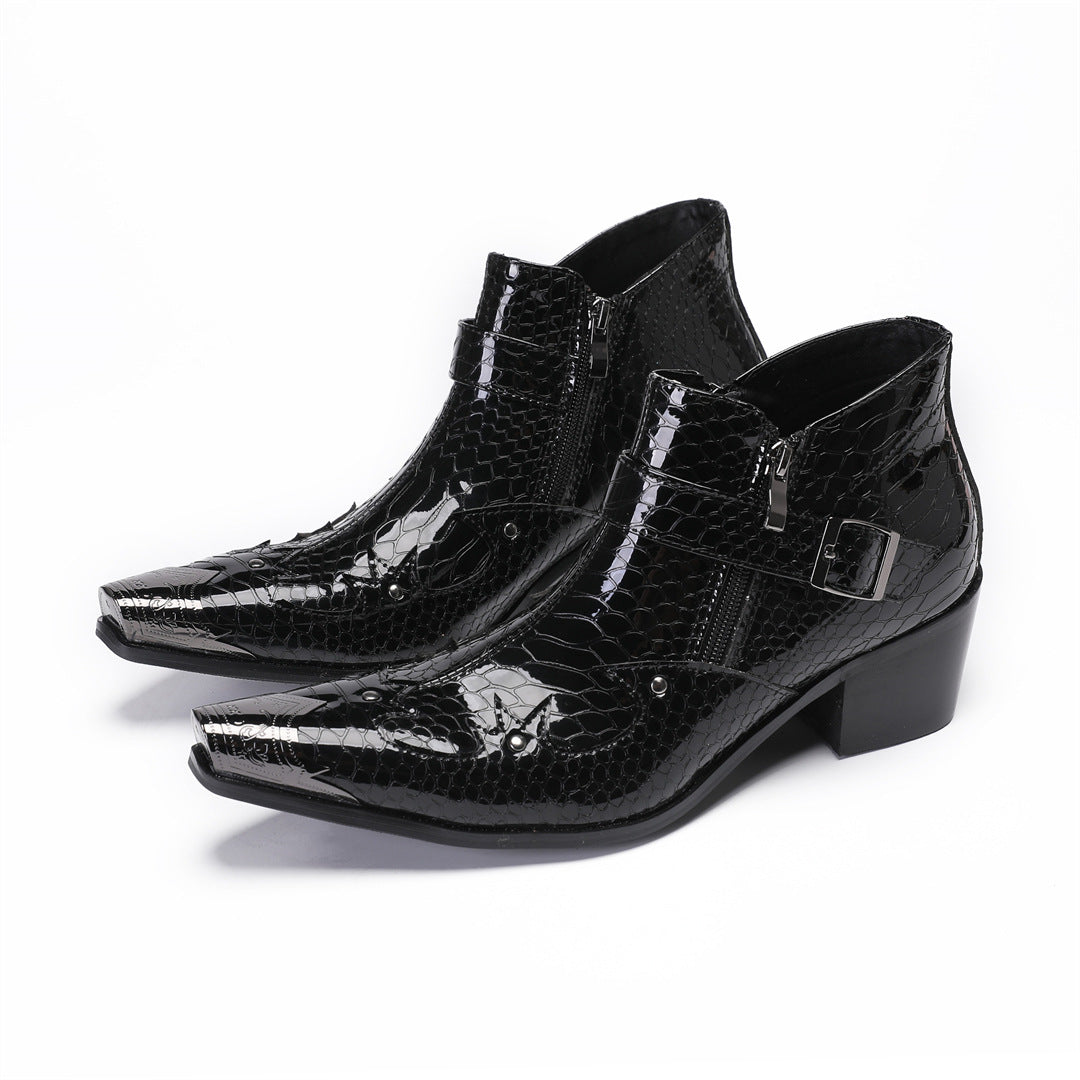 Chelsea boots men's British short boots cowboy boots short boots autumn and winter new leather boots hairstylist Korean version Martin boots men's