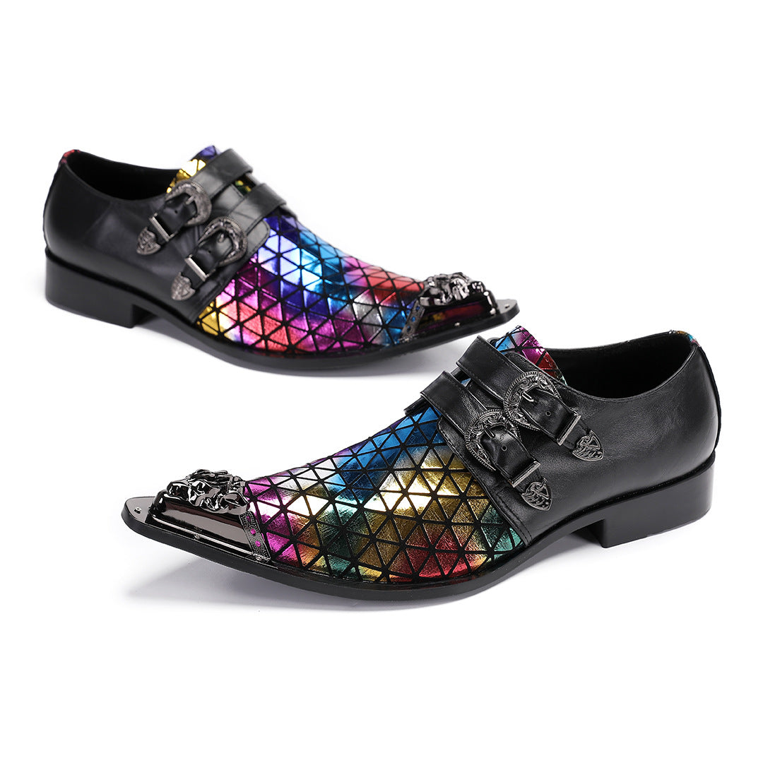 British Brock engraved men's shoes platform height wedding leather men's models bright business dress casual leather shoes men