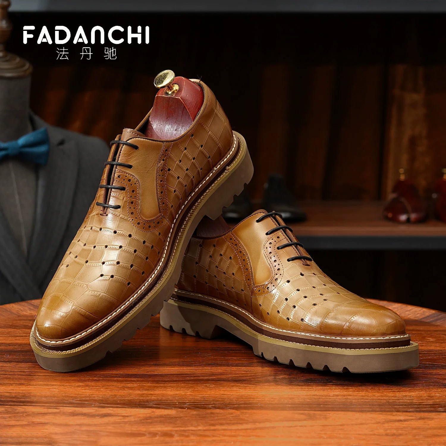 Men's Genuine Leather Oxford Shoes, Height Increasing, Breathable