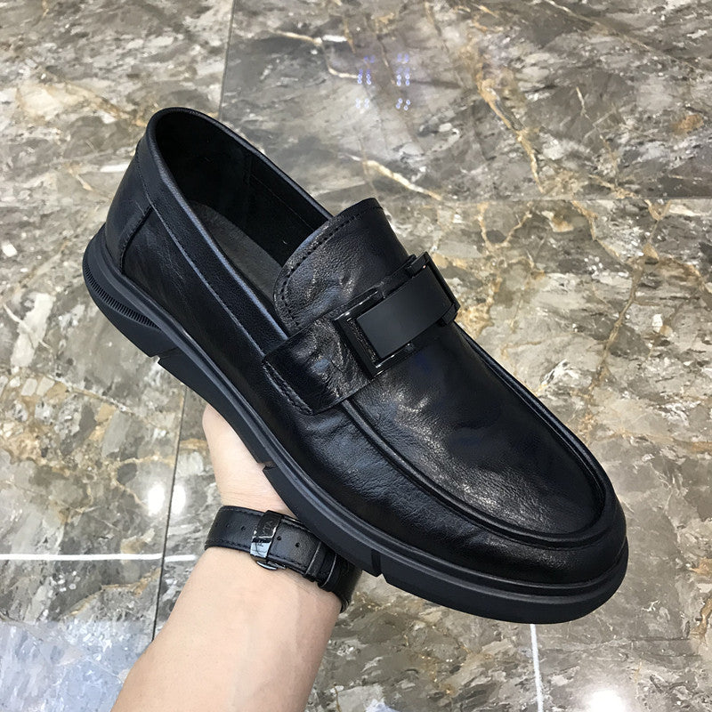 Men's Black Cowhide Casual Loafers 5
