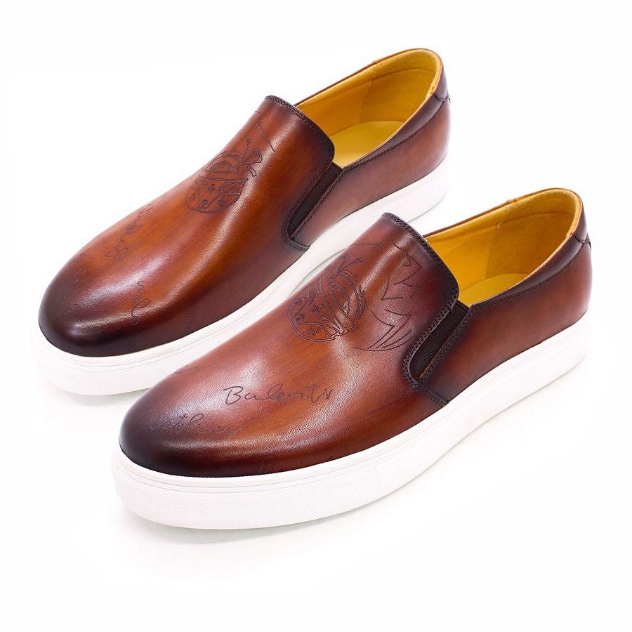 European Station Casual Leather Shoes Trendy Men's Authentic Leather Comfortable Flat Shoes Loafers Slip-on Everyday Joker Men's Shoes