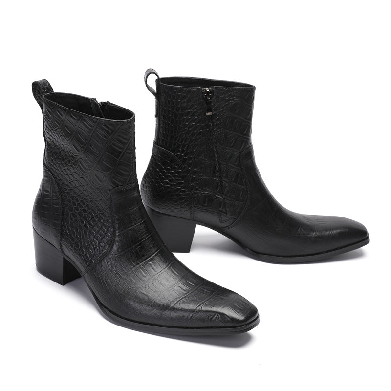 Cowhide Martin boots men's winter heightening British leather boots high-top leather shoes handmade retro boots men's leather boots work boots