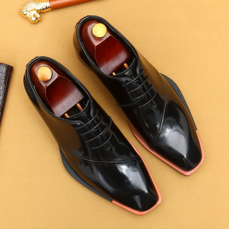 Men's Brown Genuine Leather Leather Shoes, Patent Leather, Glossy