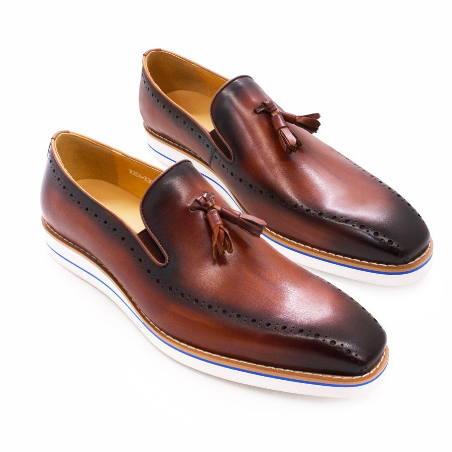 Tassel Loafers Men's Leather Casual Pumps Slip-on British Men Leather Shoes Brown Sneakers Men Shoes