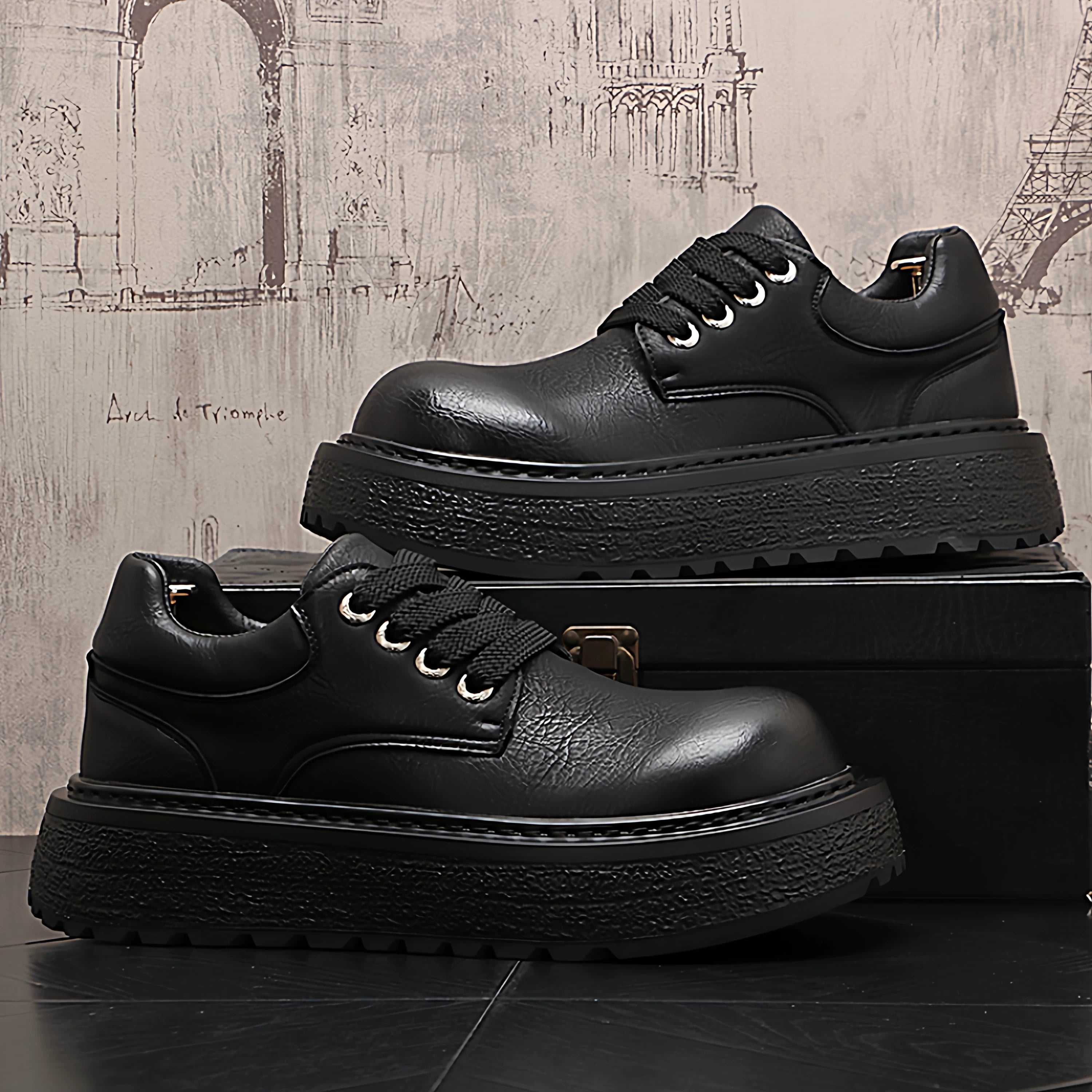 Men's 2026 New Height-Increasing Platform Low-Top Wide-Toe Ankle Boots