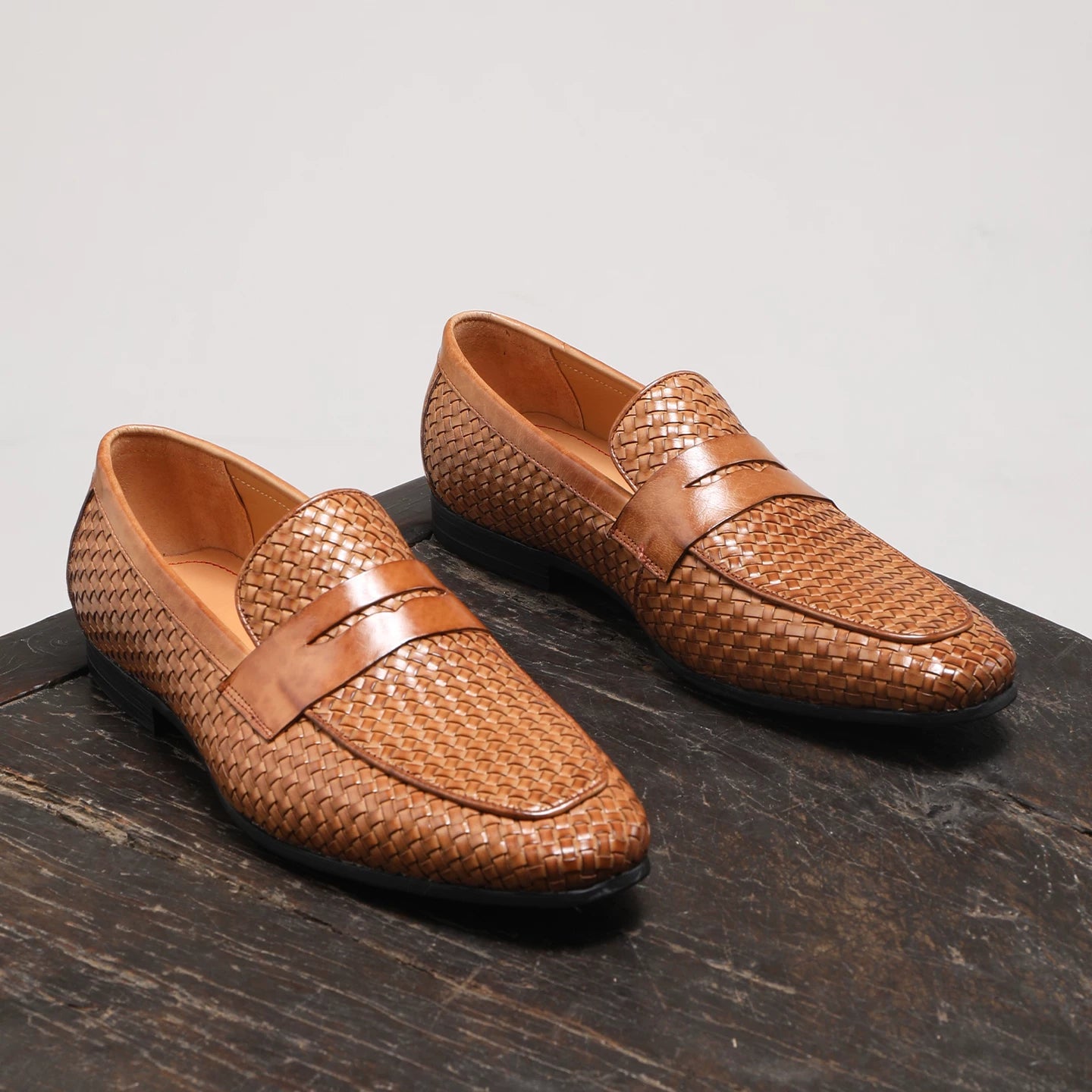 Men's Genuine Leather Loafers, Breathable, Square Toe
