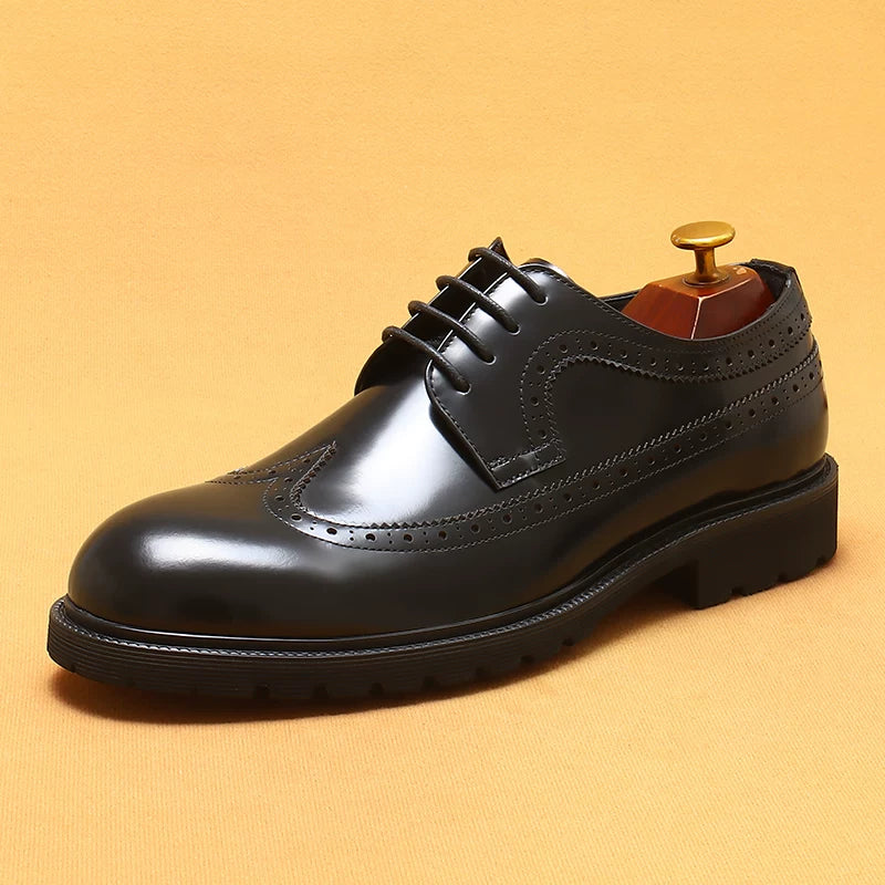 Men's Genuine Leather Leather Shoes, Patent Leather, Glossy