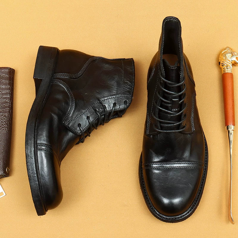 Men's Genuine Leather Martin Boots, Handmade, British Style
