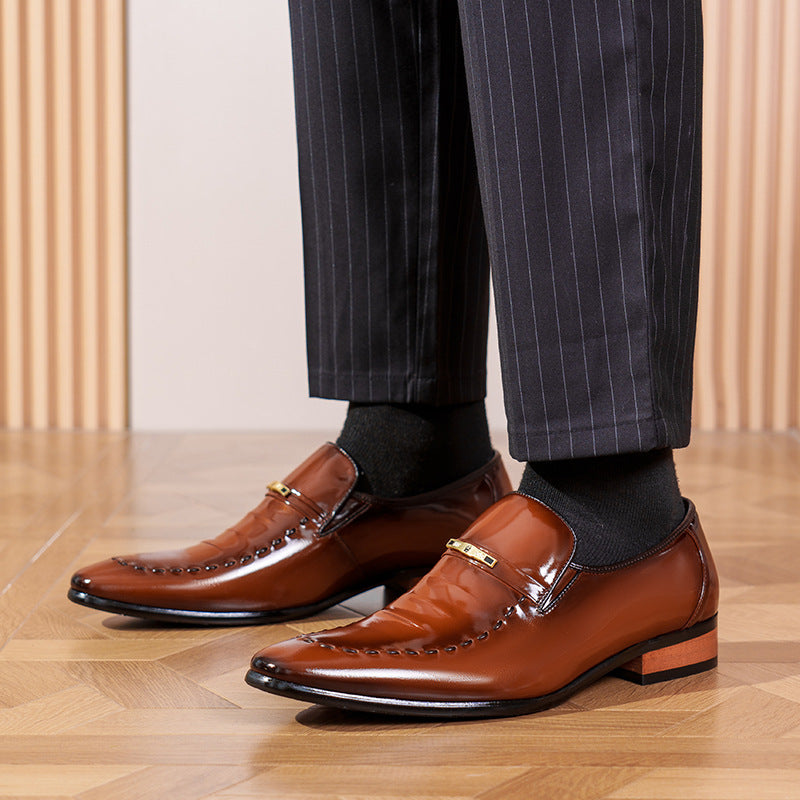 Old man's head cowhide men's shoes men's business formal leather shoes patent leather glossy wedding
