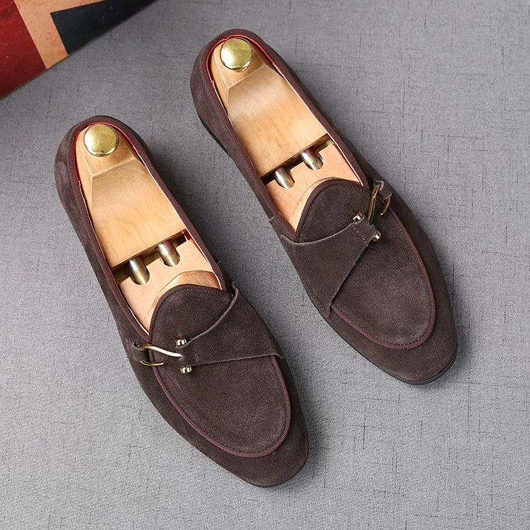 Men's Genuine Leather Loafers, Suede, Pointed Toe