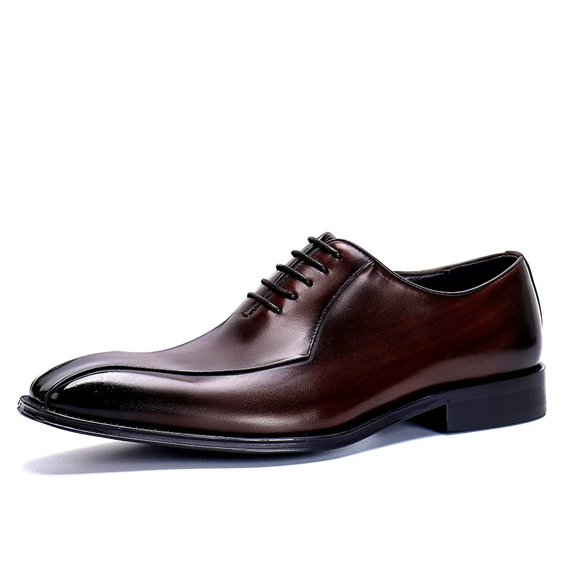 Men's Genuine Leather Wedding Shoes, Handmade, Pointed Toe
