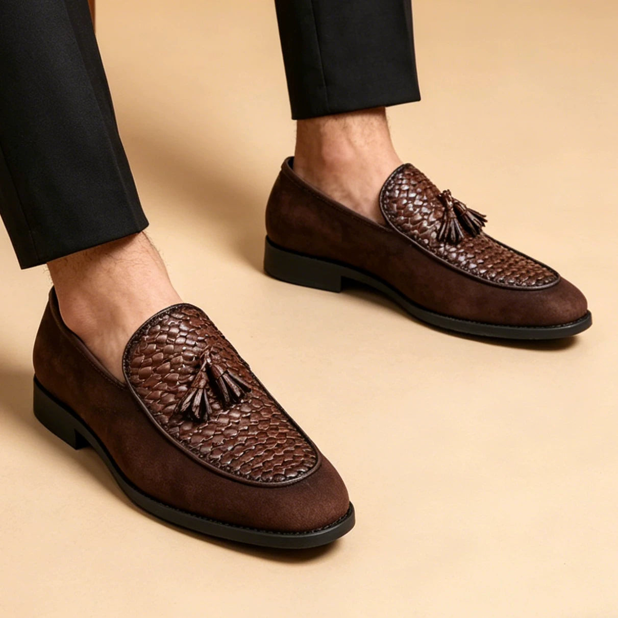 Men's Genuine Leather Loafers, Suede, Slip-On