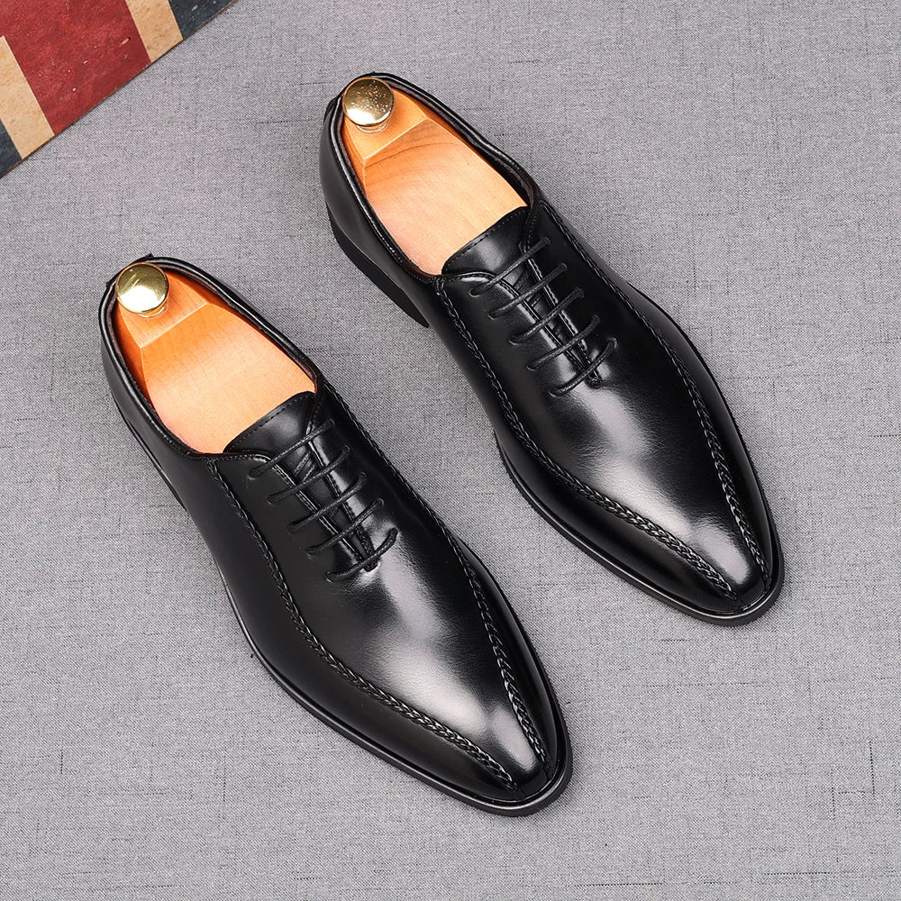 Men's Brown Derby Shoes, Height Increasing, Handmade