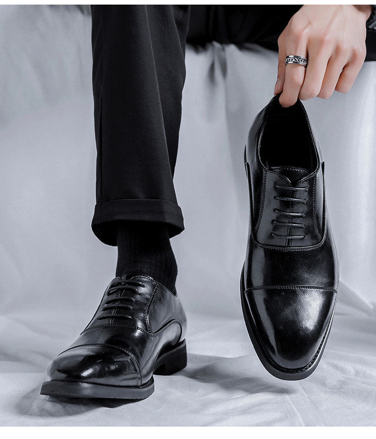 Three-joint men's leather shoes business casual formal men's shoes british suit shoes men's groom we
