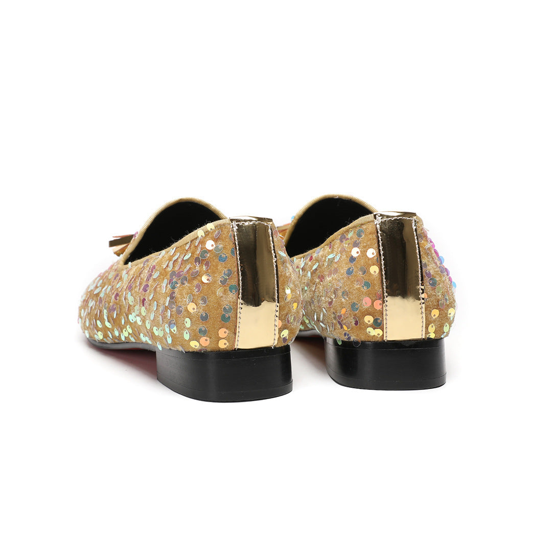 Men's Leather Loafers – Rhinestone Detail, Breathable