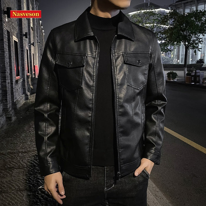 Autumn and winter new men's jacket casual leather jacket men's locomotive jacket slim Korean version lapel men's PU leather jacket