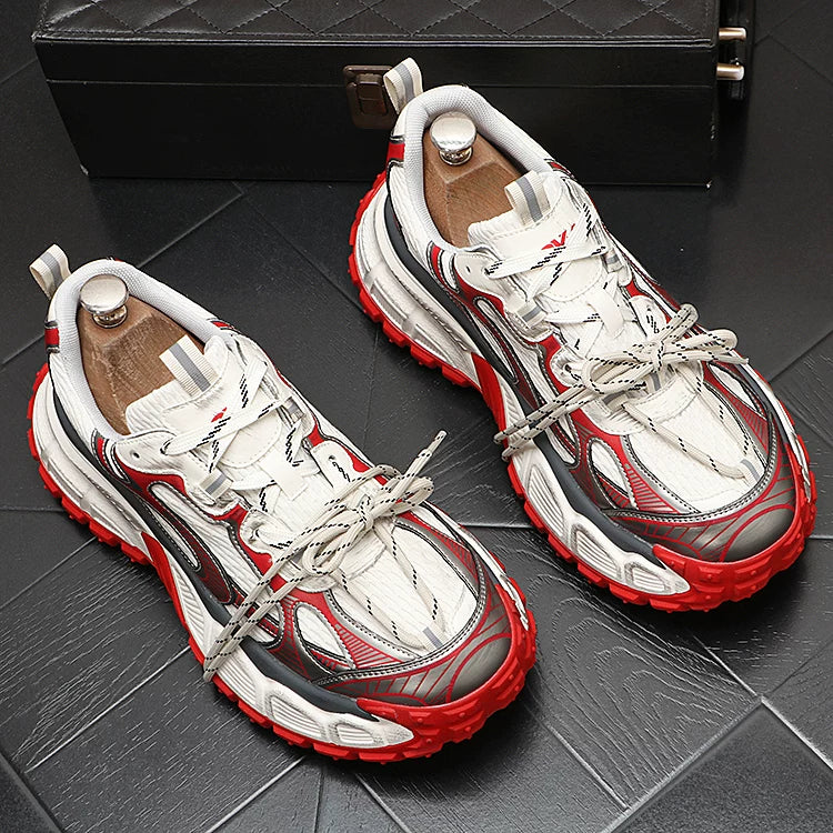 Men's Height-Increasing Mesh Korean Style Retro Distressed Casual Dad Shoes