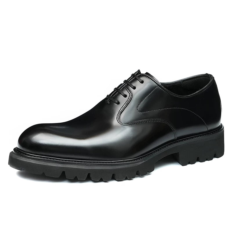 Men's Genuine Leather Oxford Shoes, Height Increasing, Thick Sole