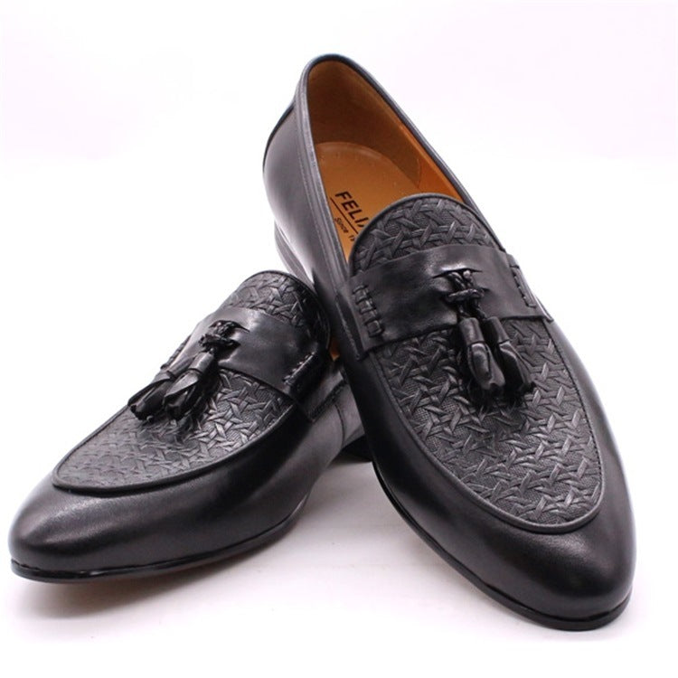 Genuine Leather Slip on British Loafers Men's Fashion Men's Business Office Casual Leather Shoes Trend Men's One Pedal