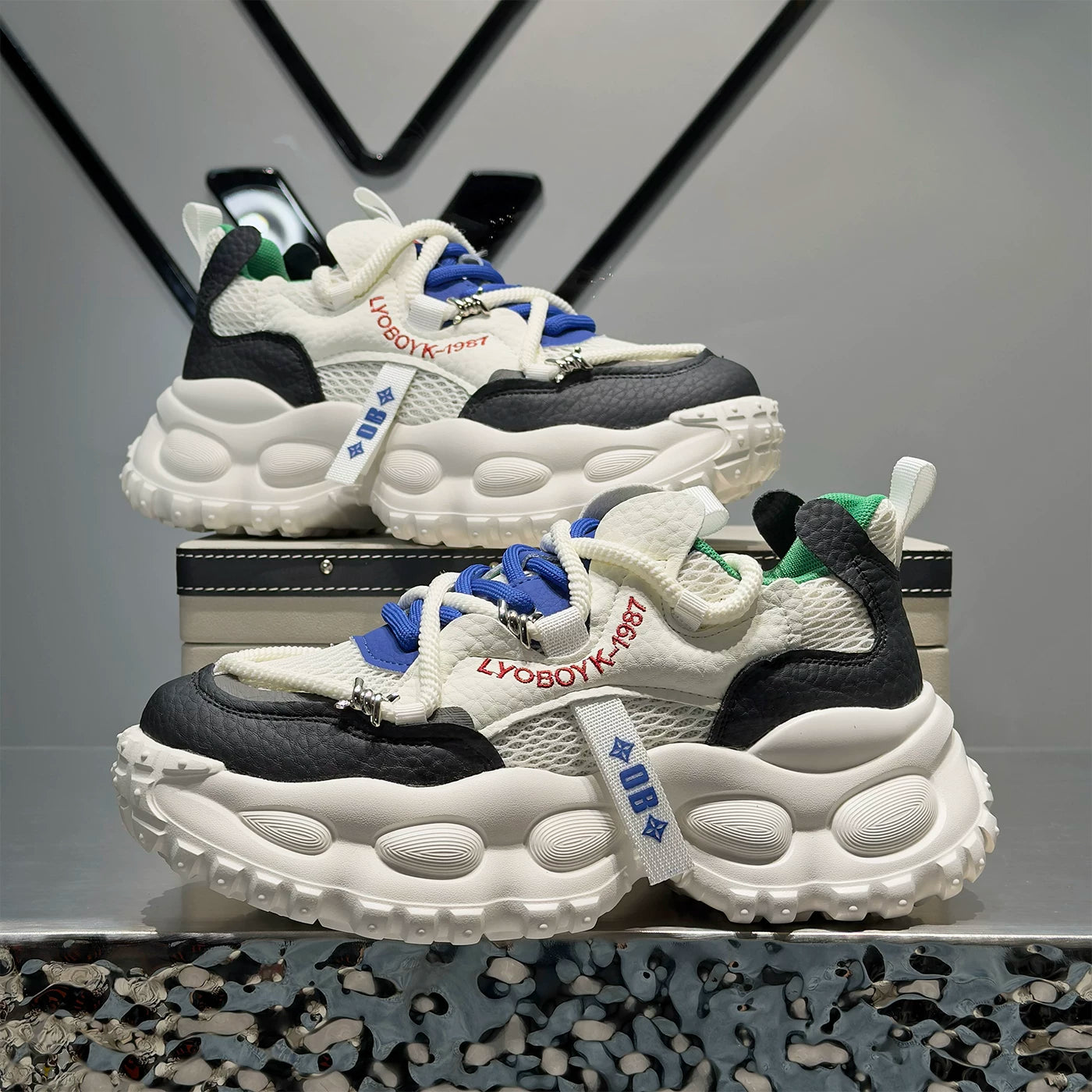 Men's Platform Breathable Mesh Trendy Chunky Dad Sneakers 2026 Summer New