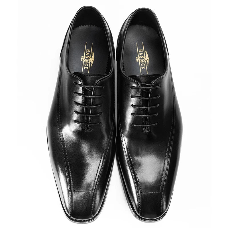 Men's Genuine Leather Oxford Shoes, Handmade, Pointed Toe