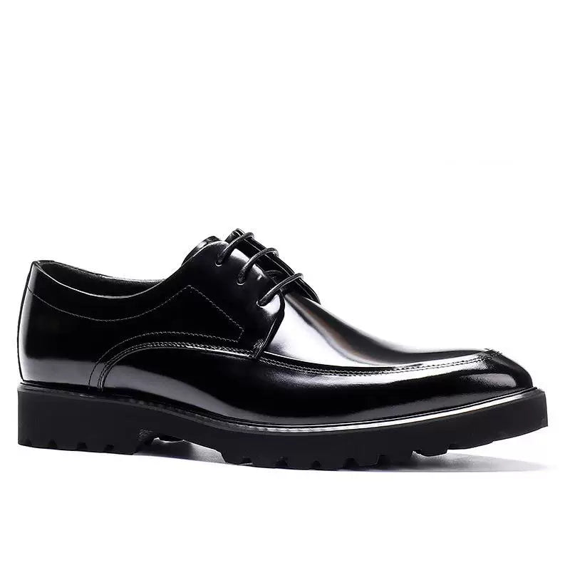 Men's Genuine Leather Derby Shoes, Height Increasing, Thick Sole