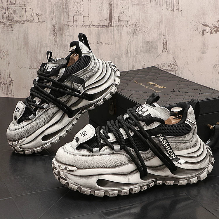 Men's 2026 New Platform Low-Top Korean Style Distressed Dad Shoes