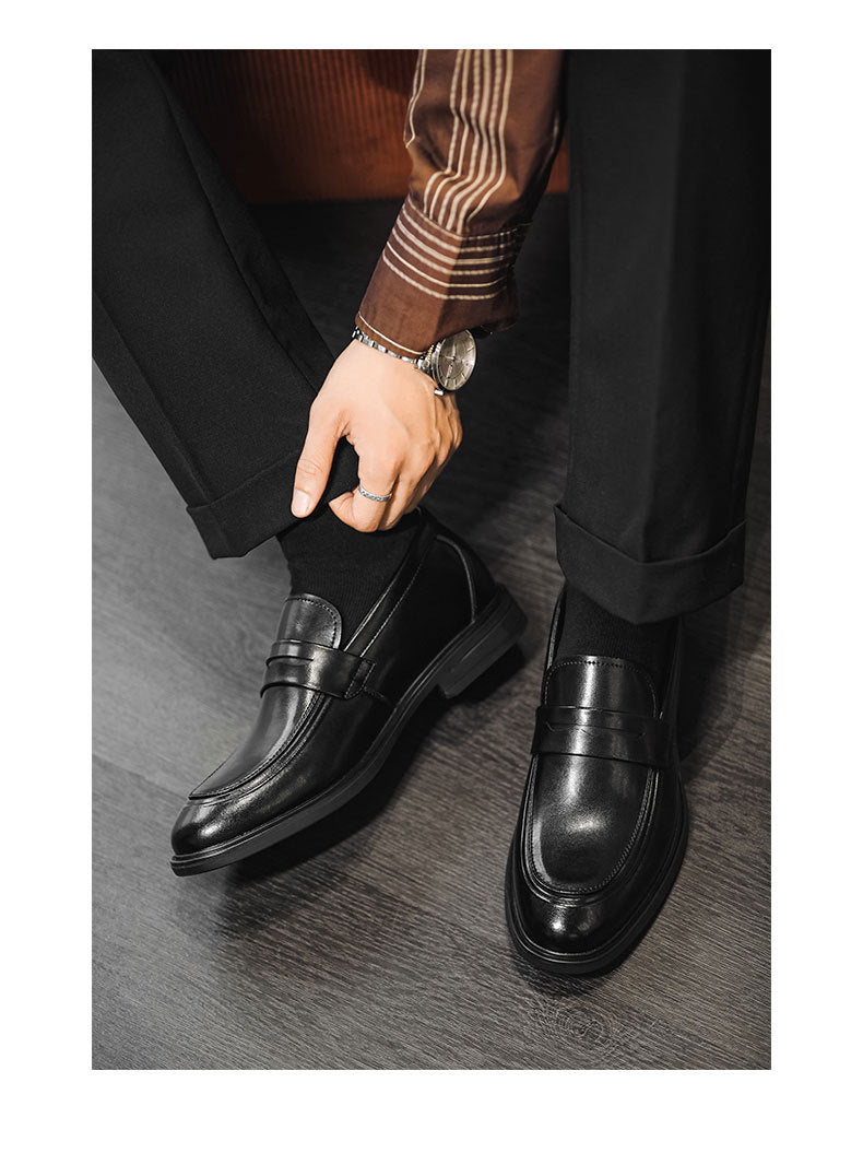Cross-border new arrival leather shoes for men 2026 british style slip-on round toe casual loafers 12