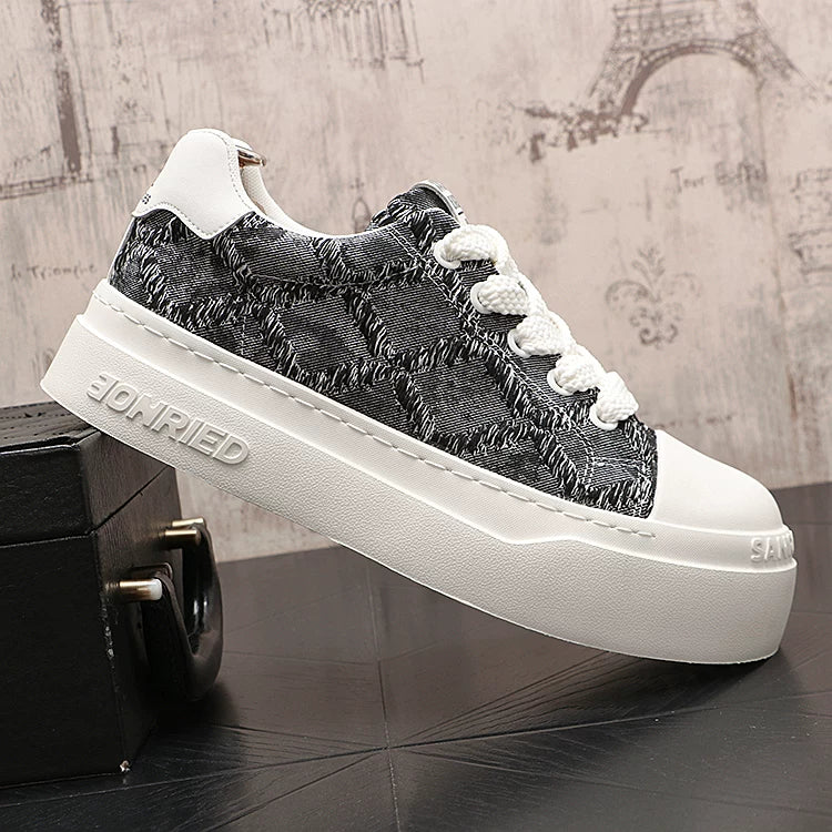 Men's New Low-Top Denim Korean Style Casual Trendy Skate Shoes