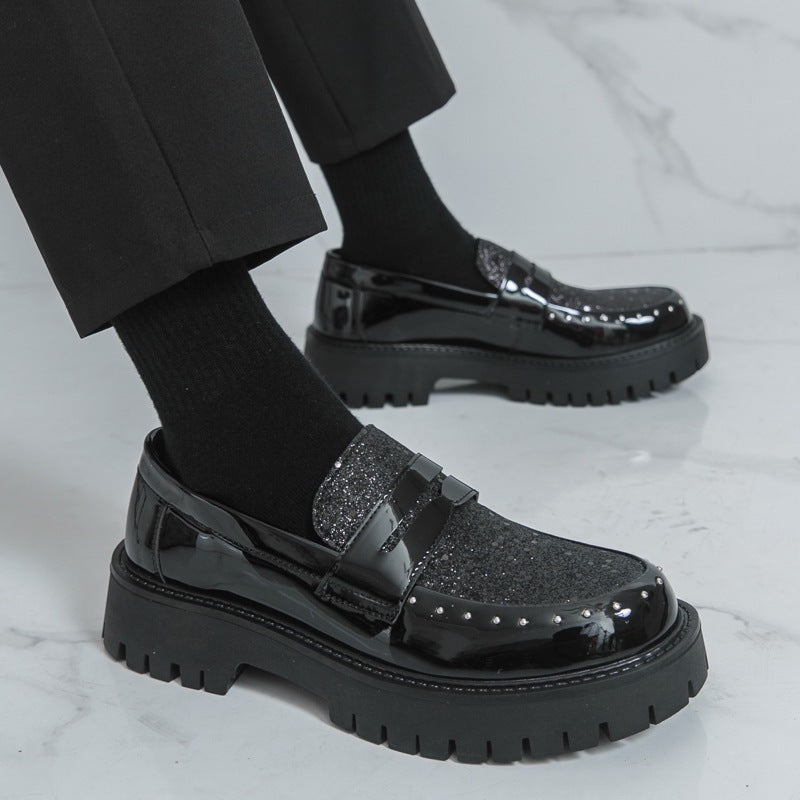 Men's trendy slip-on loafers: chunky sole, height-boosting leather shoes for business, casual, night 2