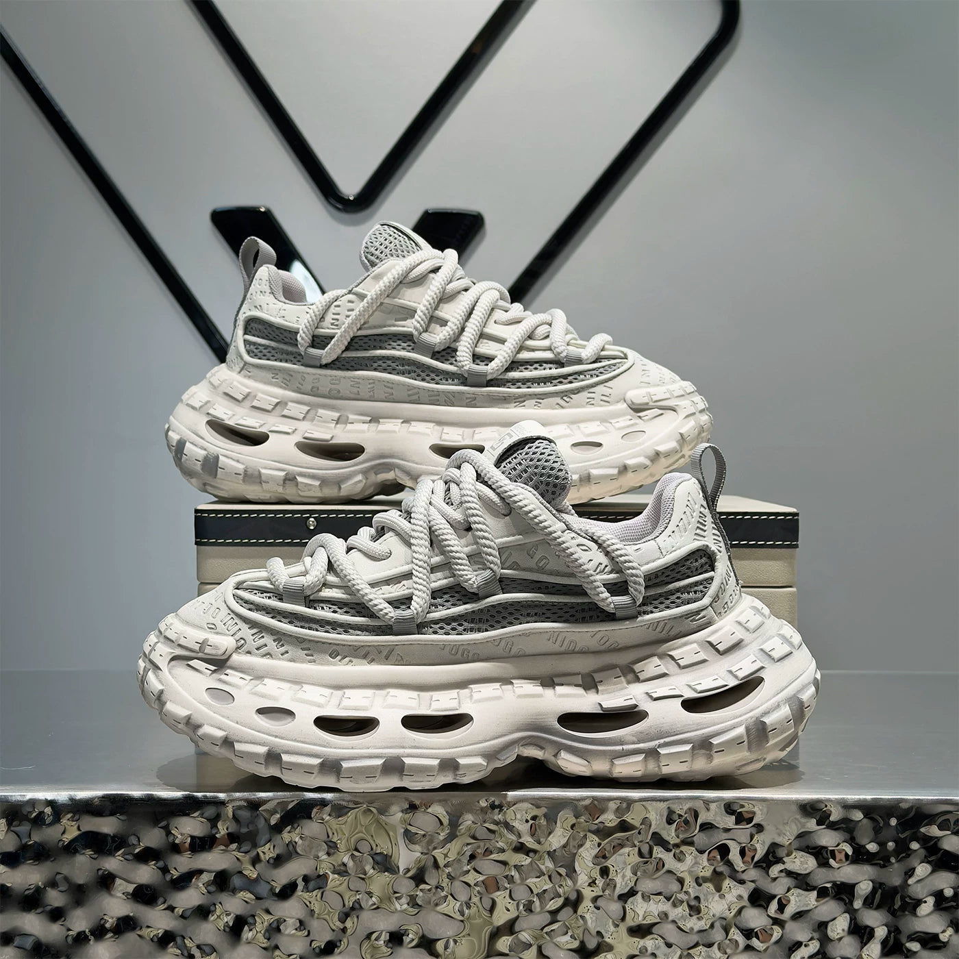 Men's Height-Increasing Platform Breathable Mesh Chunky Dad Sneakers 2026 Summer