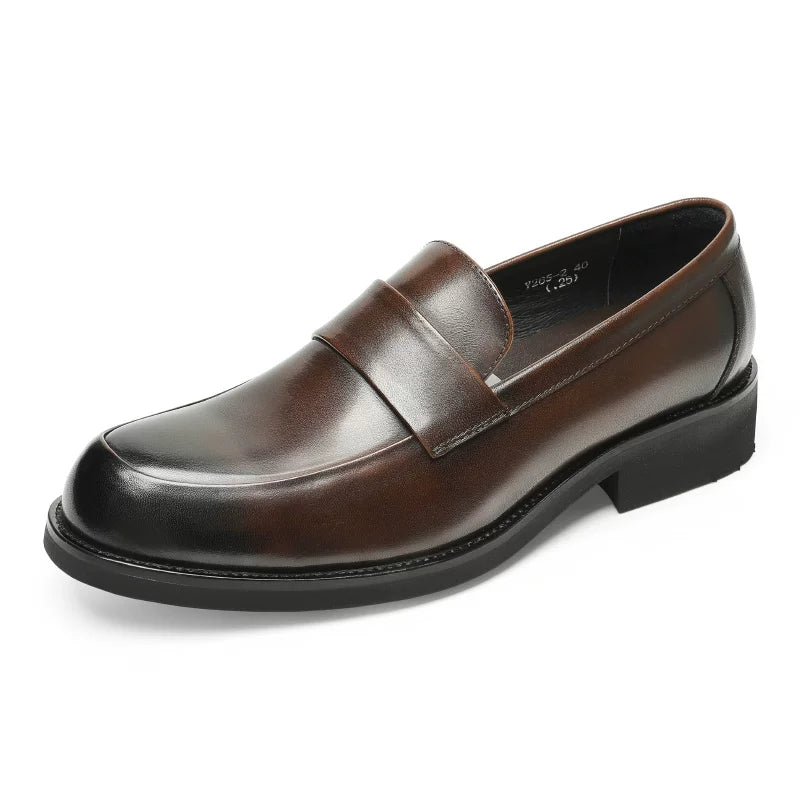 Men's Genuine Leather Loafers, Thick Sole, Slip-On