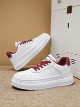 Men's 2026 new winter versatile trendy retro genuine leather white sneakers chunky sole height increasing athletic casual streetwear shoes
