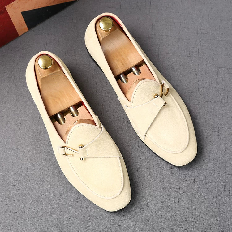 Men's Genuine Leather Loafers, Suede, Pointed Toe