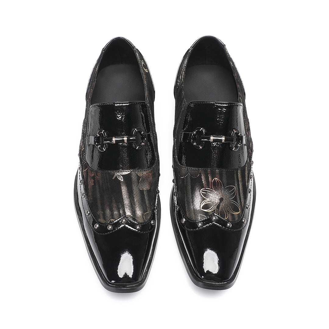 Men's Leather Casual Shoes – Rhinestone Detail, Handmade – Style 28